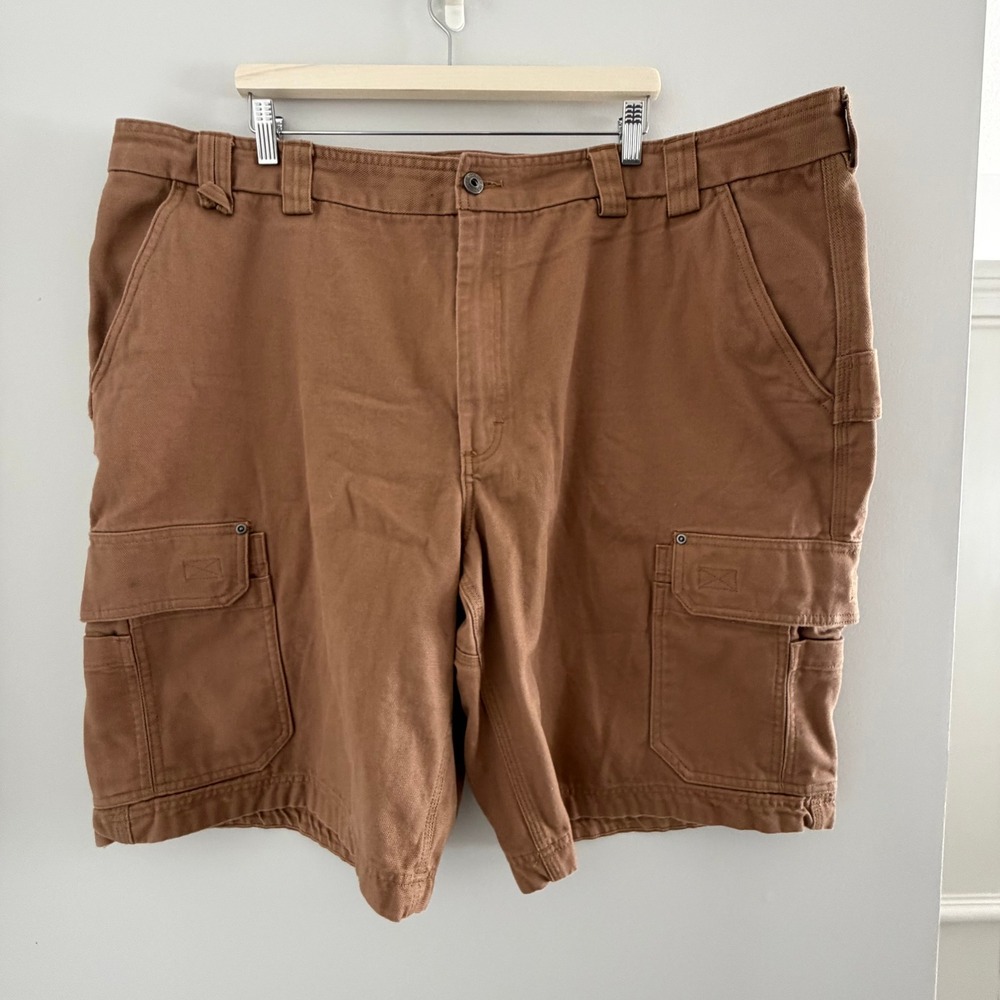 Duluth Trading Co Fire Hose Cargo Shorts Men 48 Brown Heavy Cotton Work Utility